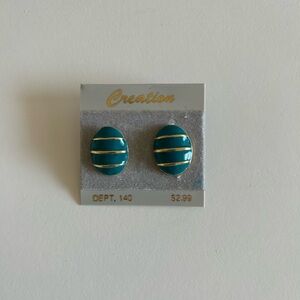 Vintage Teal and Gold Earrings